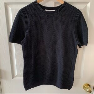 NWT Joan Vass Textured Knit Short-sleeved Top